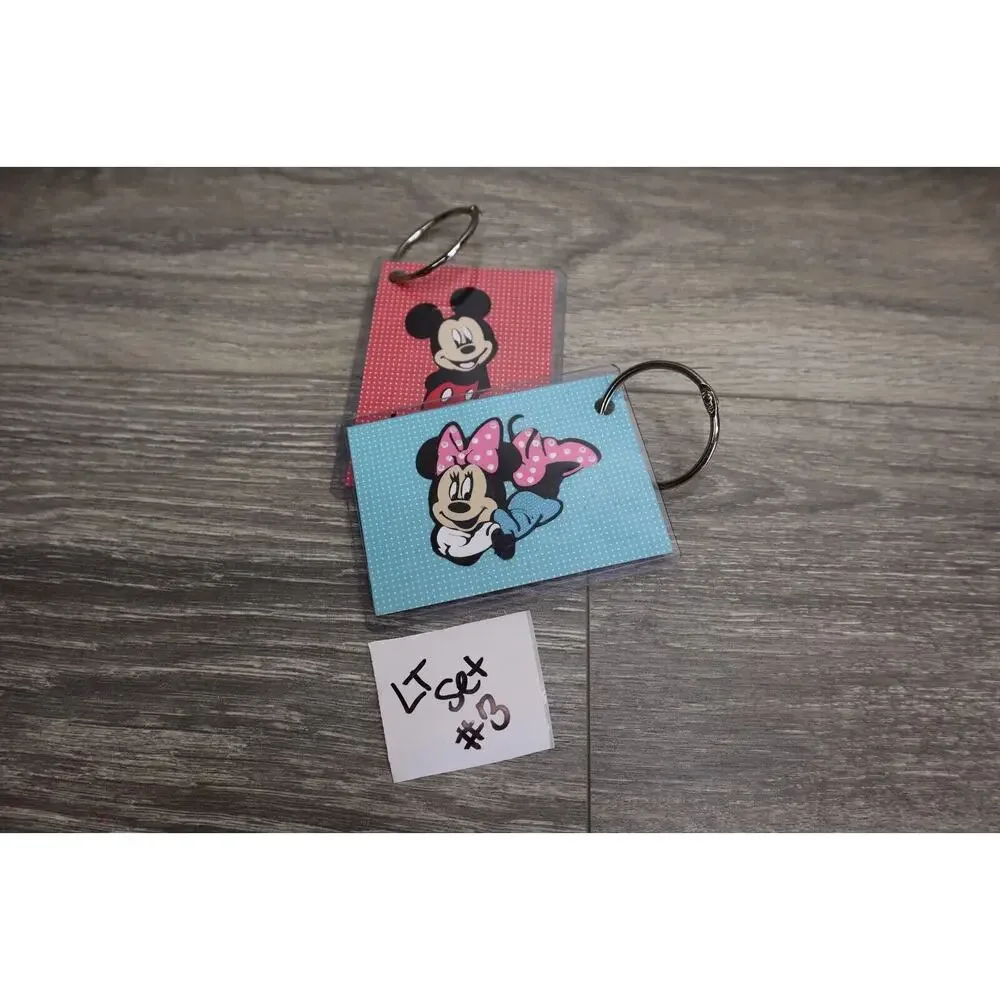 Disney Mickey Minnie Mouse Luggage Tag Set Loose Leaf Binder Key Ring His & Hers